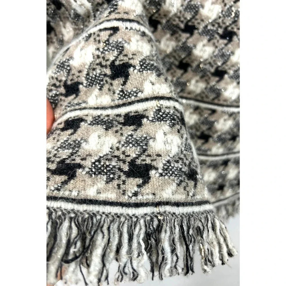 D. Exterior Made in Italy  Houndstooth Knitted Fringed Jacket - Picture 7 of 10